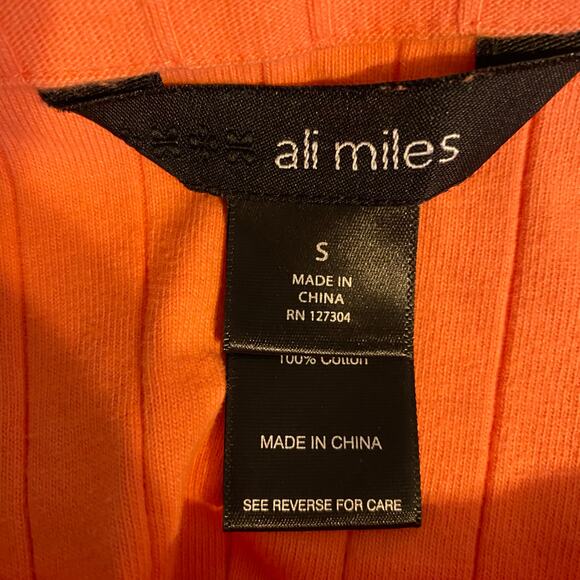 Ali Miles Womens Size Small Coral Tunic Top Textured Pockets Cotton 3/4 Sleeve - Picture 7 of 9